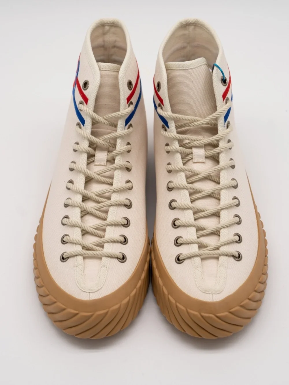 Gucci White Canvas Sneakers High Top GG Interlocking Blue Red size 7G 7.5 US